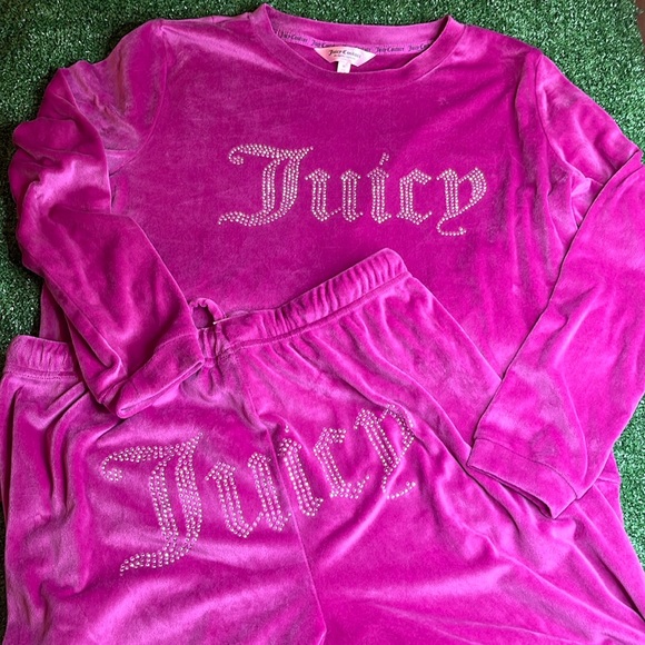 Juicy Couture Velour Hot Pinkish/Purplish Sleepwear Pajama Pants & top SIZE MED - Picture 1 of 10